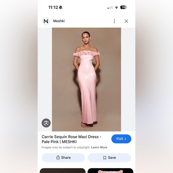 Meshki Carrie Baby Pink Sequin Dress with Floral Detail size small - Picture 4 of 5